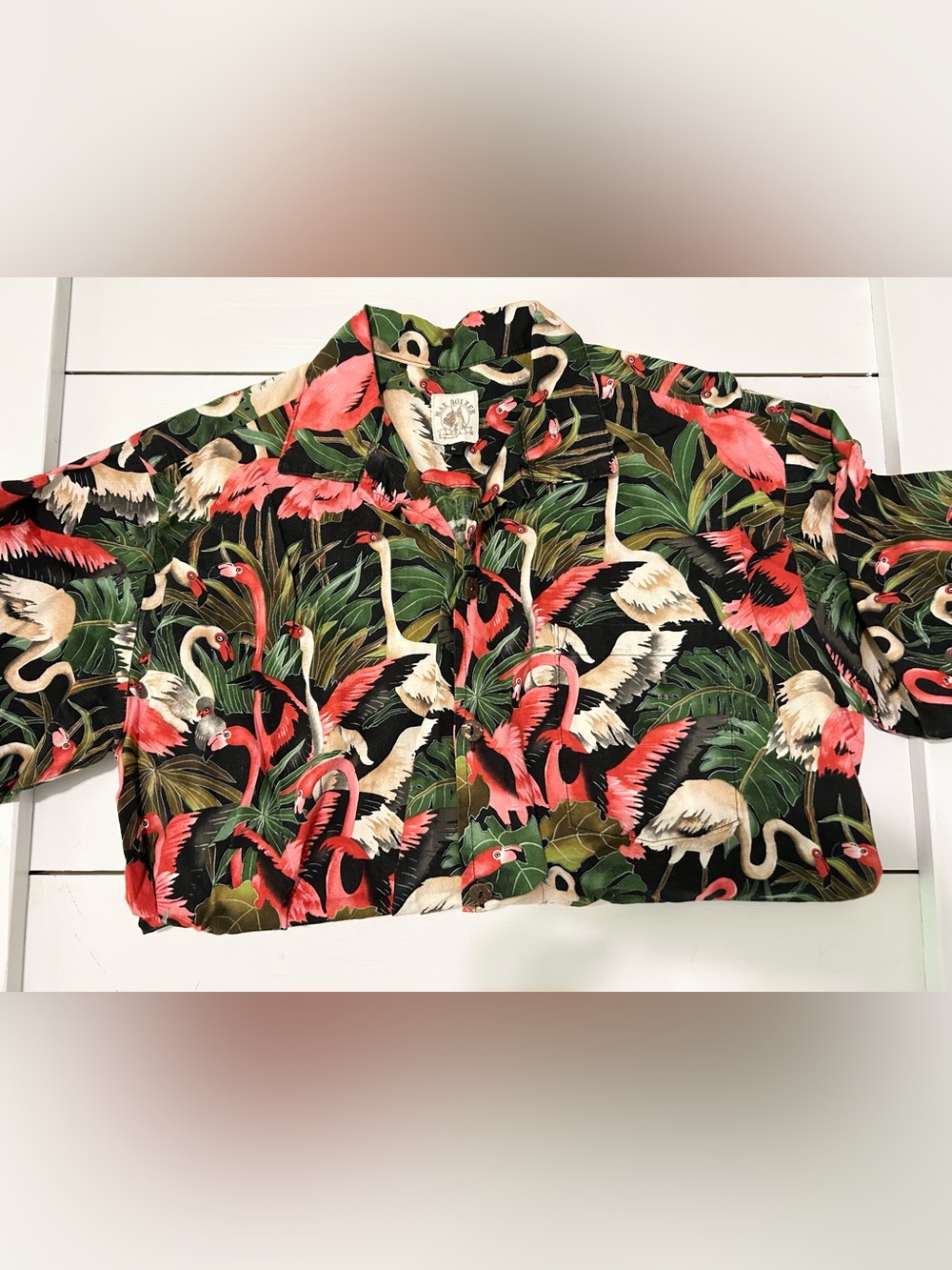 Max Boxer Tropical Flamingo Button-Up Shirt Vacation Theme Festive Beach Summer